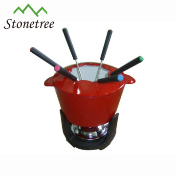 Weihnachtsgusseisen-Fondue-Set für Schokolade